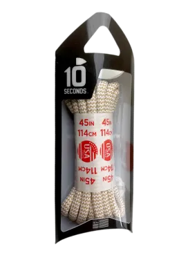 10 Seconds ® Athletic Jumbo Round Laces | Sand/White Herringbone