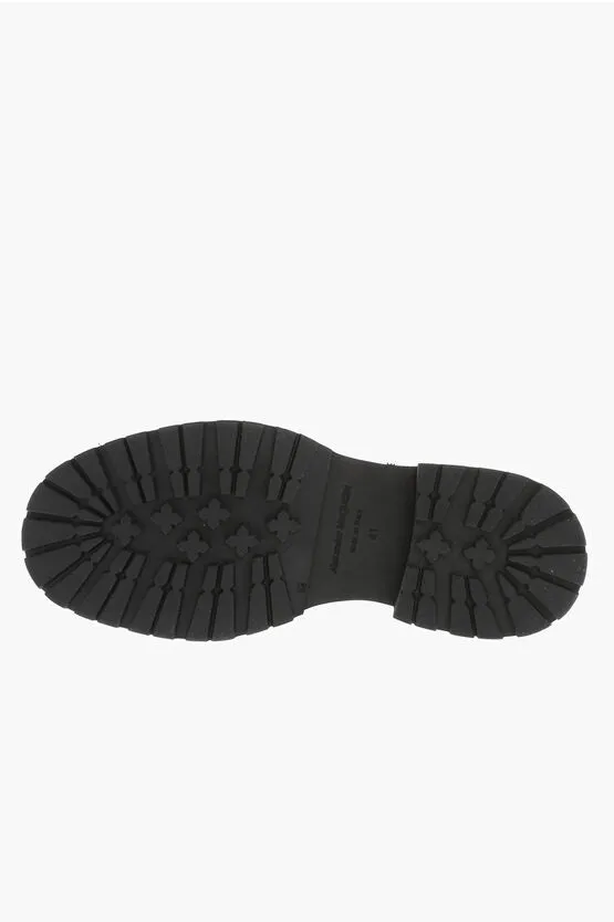 Alexander McQueen Leather Combat Boots With Brogues Detail