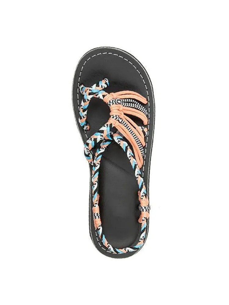 Amozae-Bohemian Rope Flat Sandals