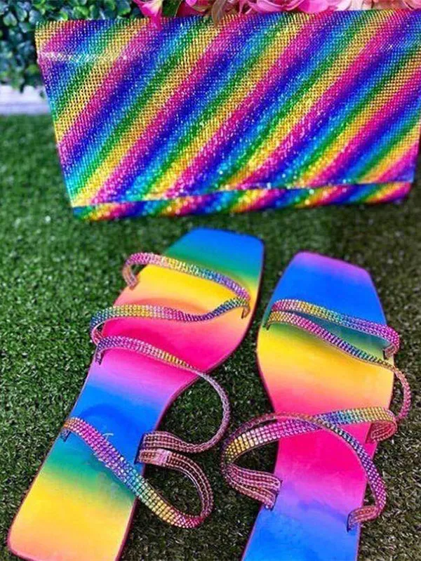 Amozae-Rhinestone Flat Sandal