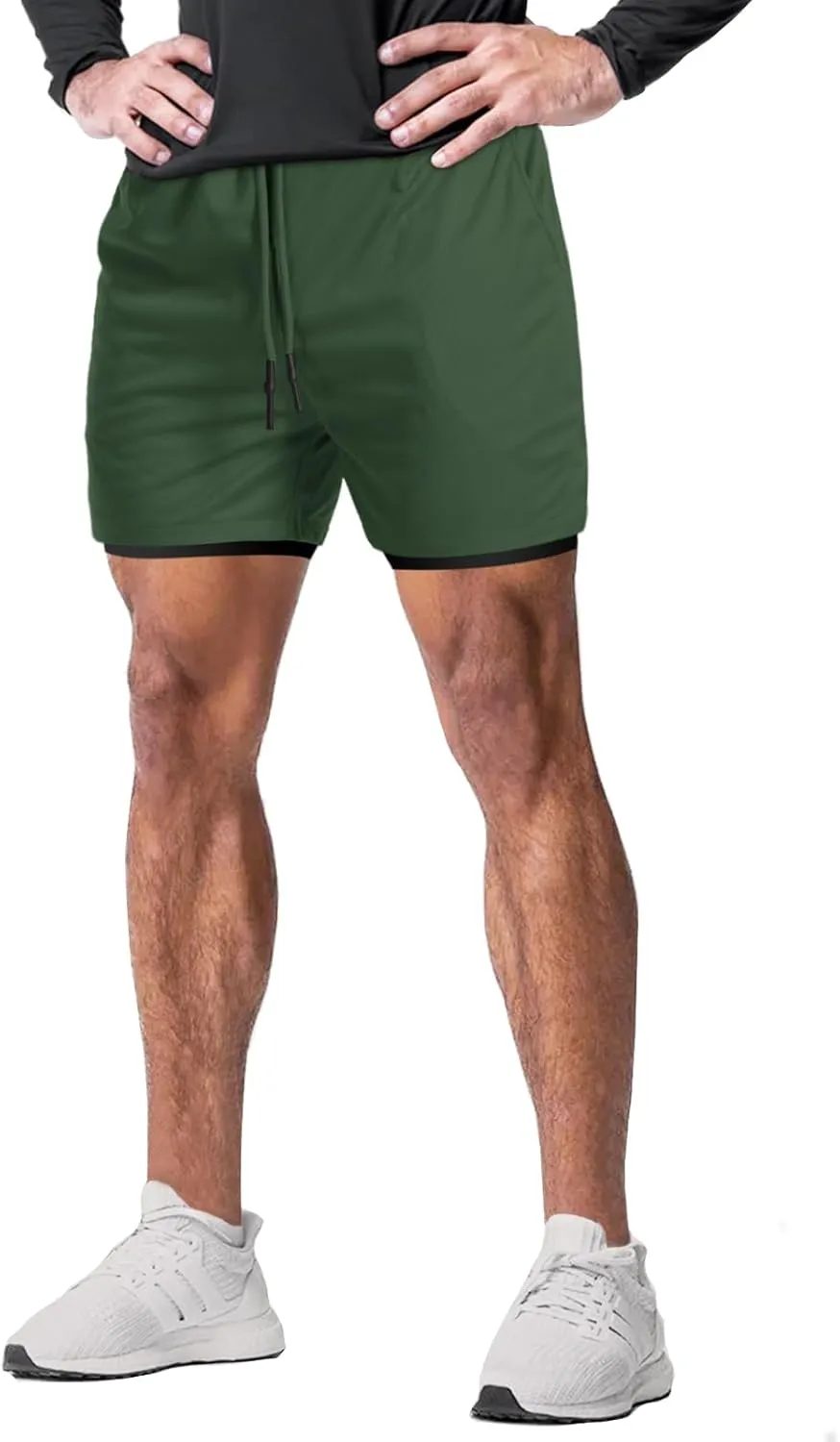 Aolesy Men's Gym Shorts with Liner - 5?? Lightweight Running Shorts Mesh Workout Athletic Shorts with 5 Pockets