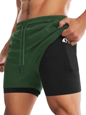 Aolesy Men's Gym Shorts with Liner - 5?? Lightweight Running Shorts Mesh Workout Athletic Shorts with 5 Pockets