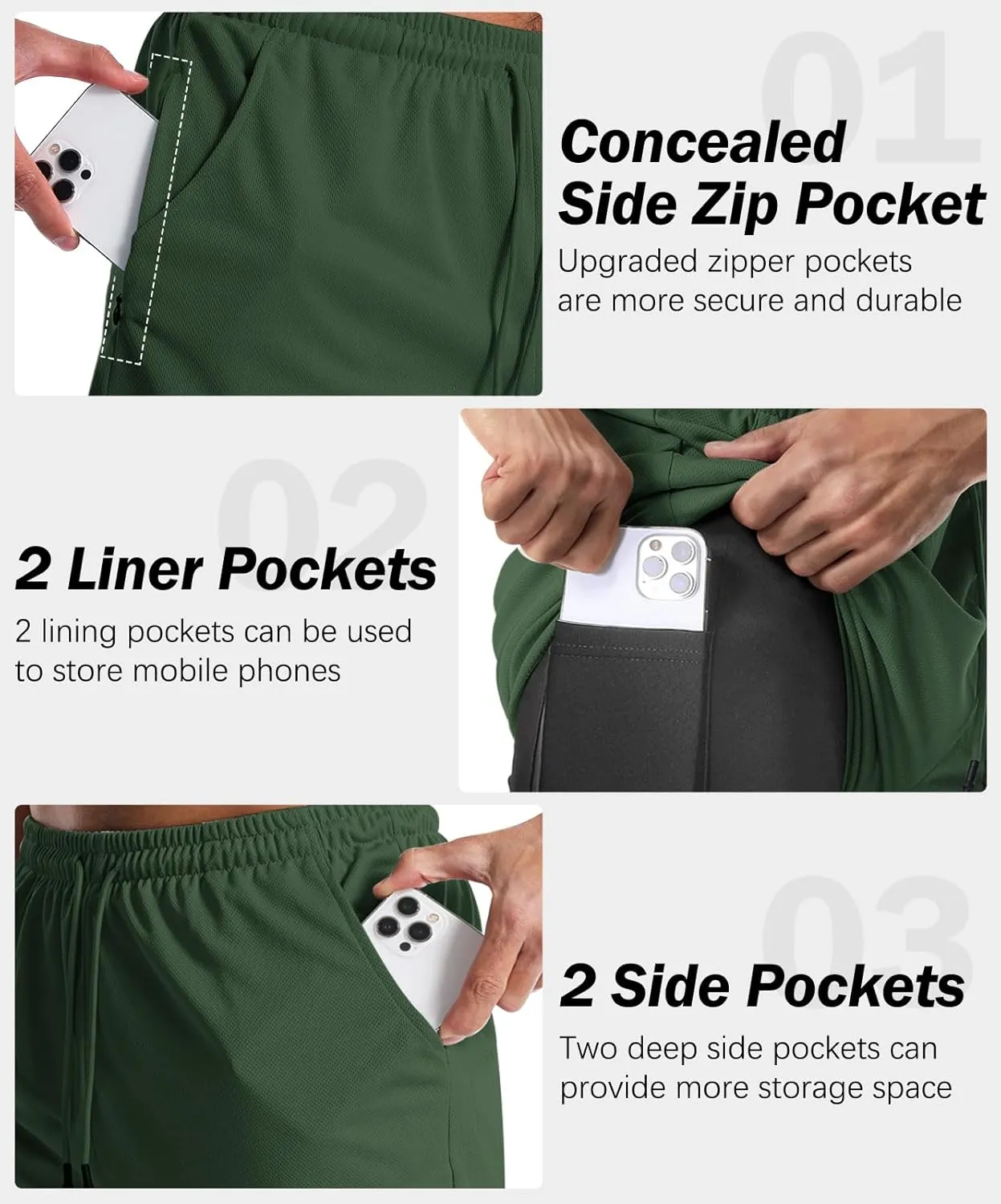 Aolesy Men's Gym Shorts with Liner - 5?? Lightweight Running Shorts Mesh Workout Athletic Shorts with 5 Pockets