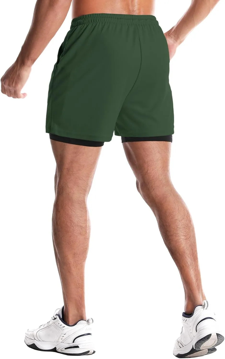 Aolesy Men's Gym Shorts with Liner - 5?? Lightweight Running Shorts Mesh Workout Athletic Shorts with 5 Pockets