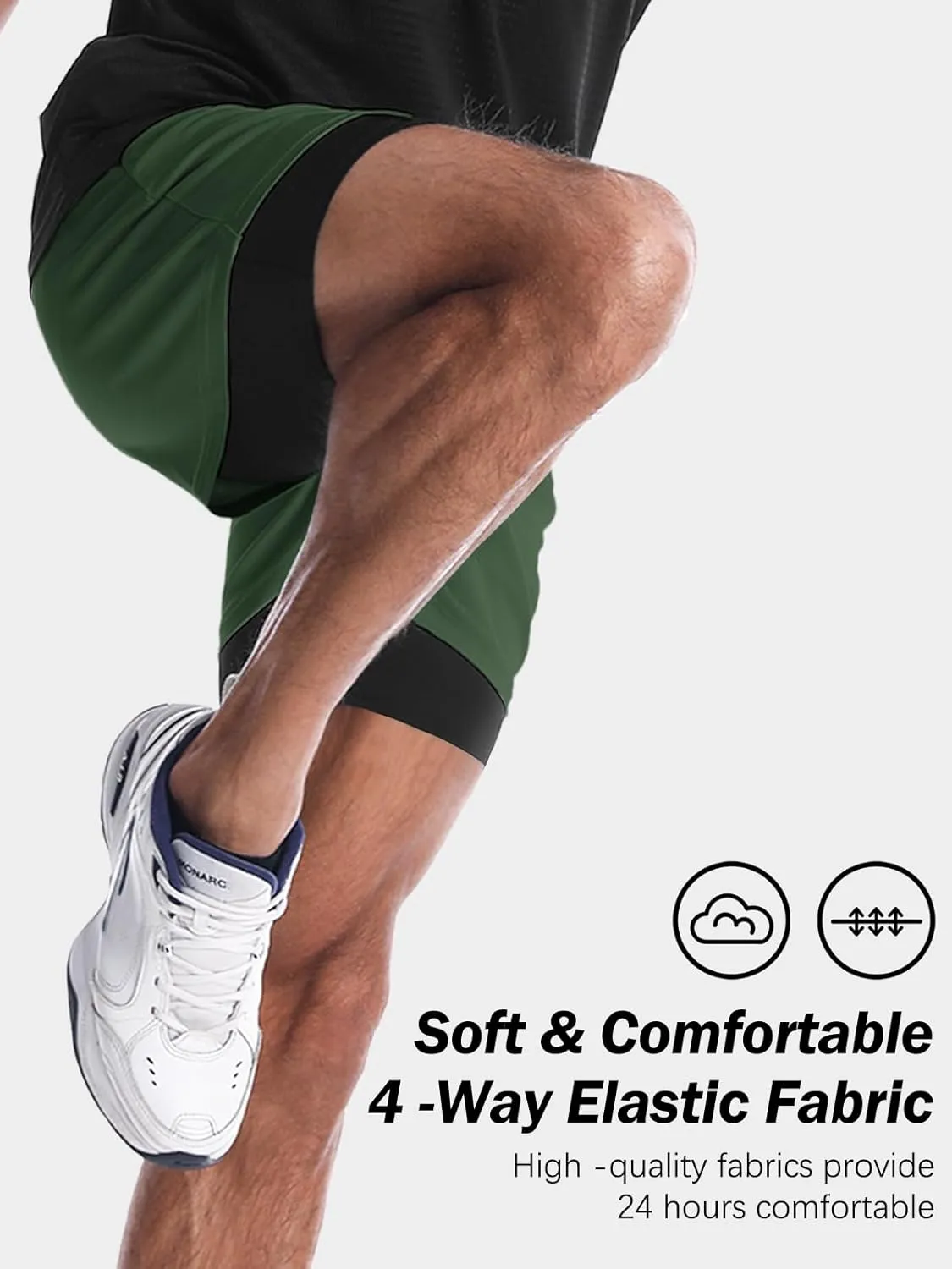 Aolesy Men's Gym Shorts with Liner - 5?? Lightweight Running Shorts Mesh Workout Athletic Shorts with 5 Pockets