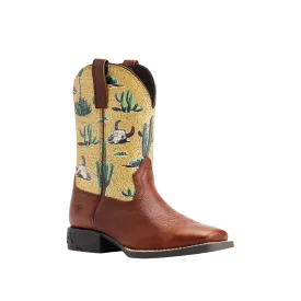 Ariat Youth Spiced Cider And Yellow Skull Desert Round Up Western Boot