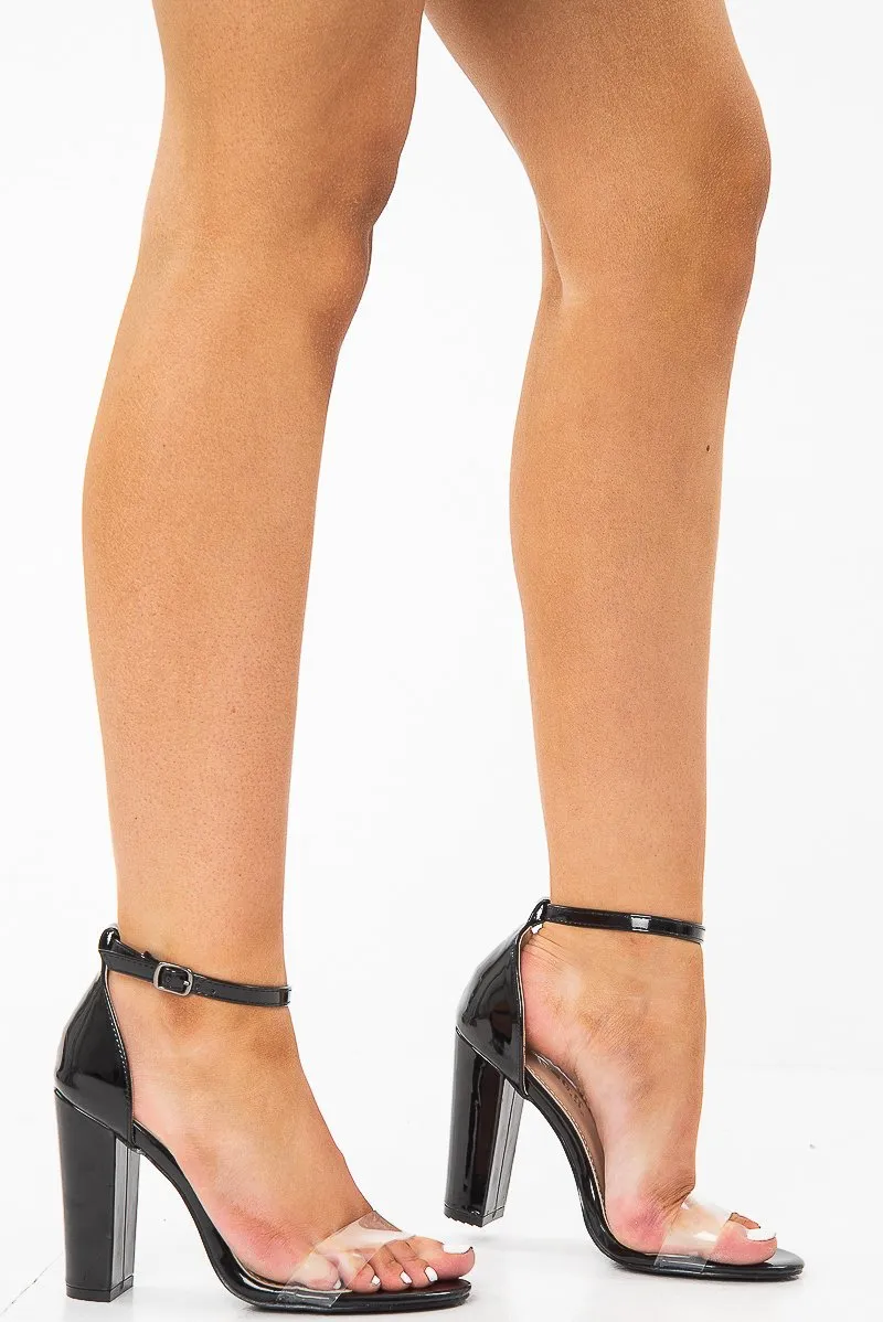 Black Patent Clear Strap Block Heel - Lawson