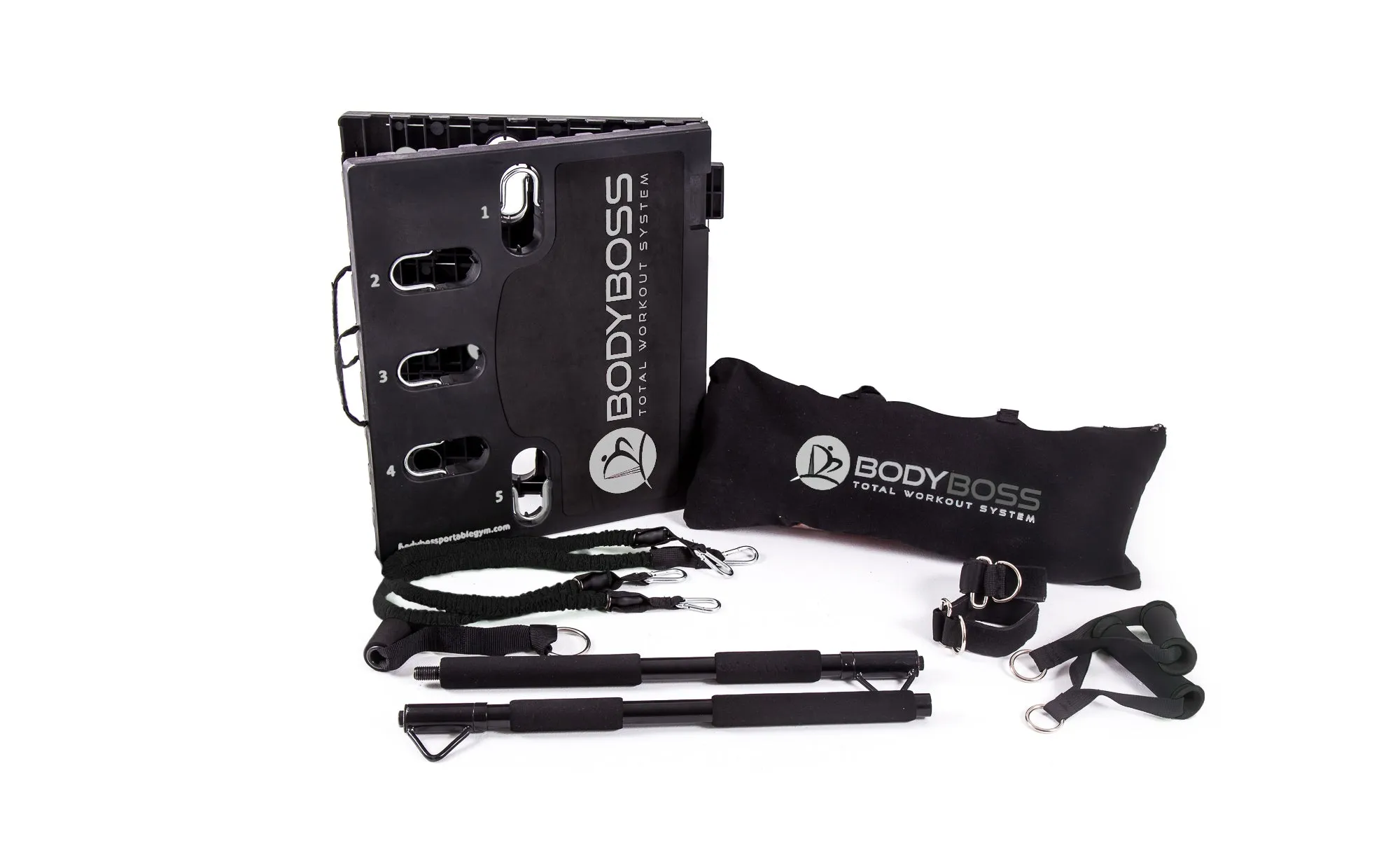 BodyBoss Home Gym 2.0 - Full Portable Gym Home Workout Package - PKG4-Black