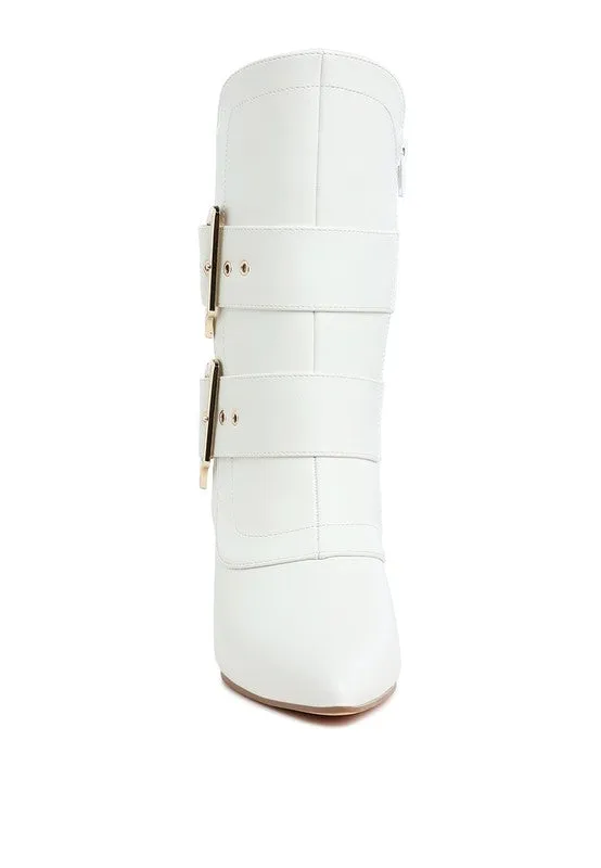 Chunky Buckle Strap Ankle Boots