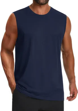 Cotrasen Men's Tank Top UPF 50  Cotton Sleeveless Shirt Lightweight Casual Gym Workout Shirts Cooling Muscle Tee Shirt