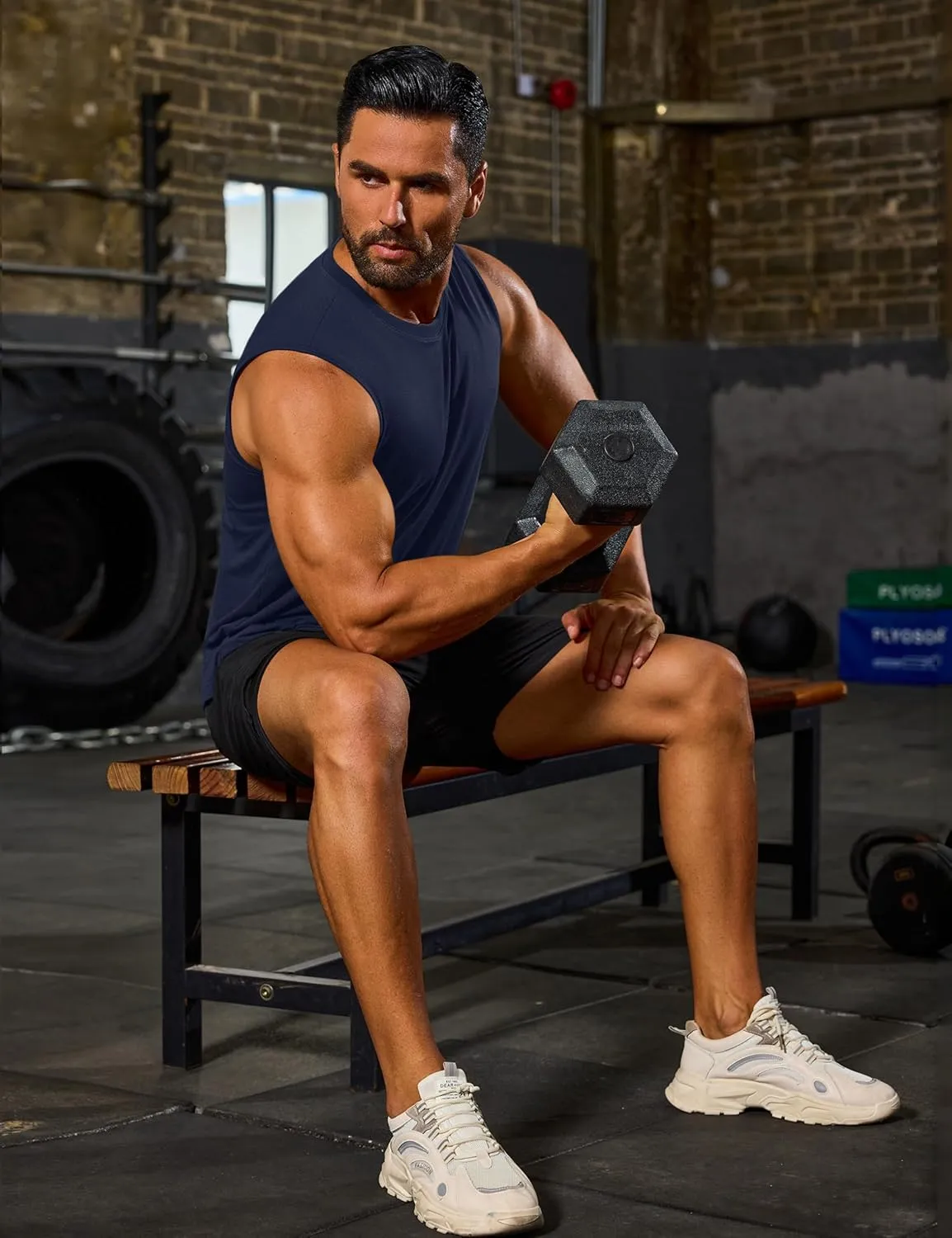 Cotrasen Men's Tank Top UPF 50  Cotton Sleeveless Shirt Lightweight Casual Gym Workout Shirts Cooling Muscle Tee Shirt