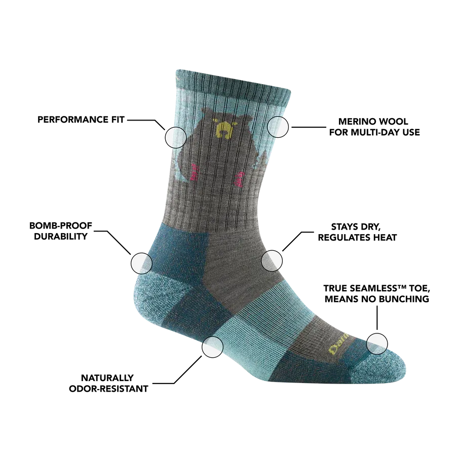 Darn Tough Women's Bear Town Micro Crew Lightweight Hiking Socks