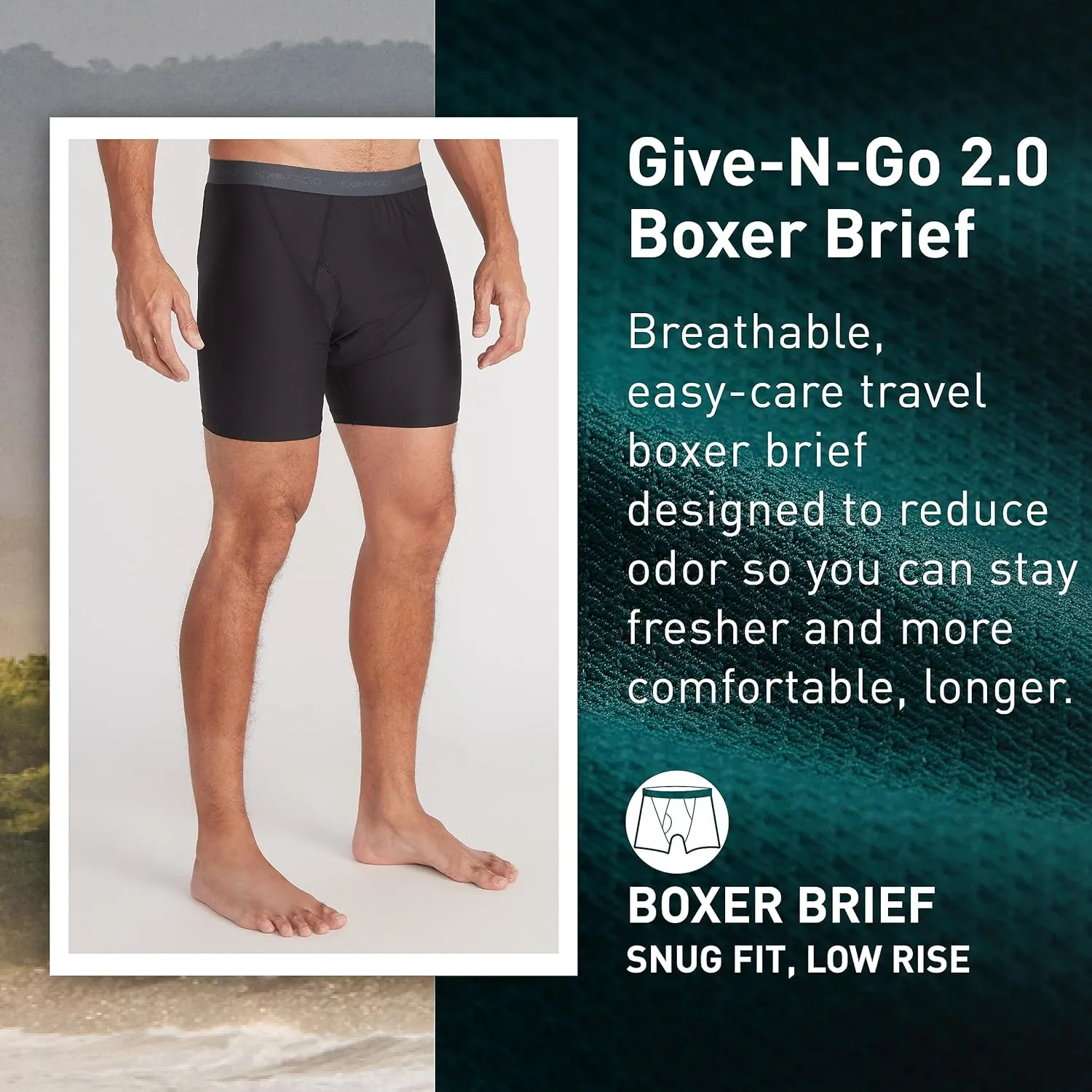 ExOfficio Men's Give-N-Go 2.0 Boxer Brief 2 Pack - Breathable Durable Easy Care Travel Underwear