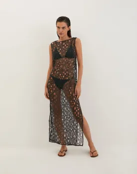Eyelet Greta Long Cover Up - Graffiti