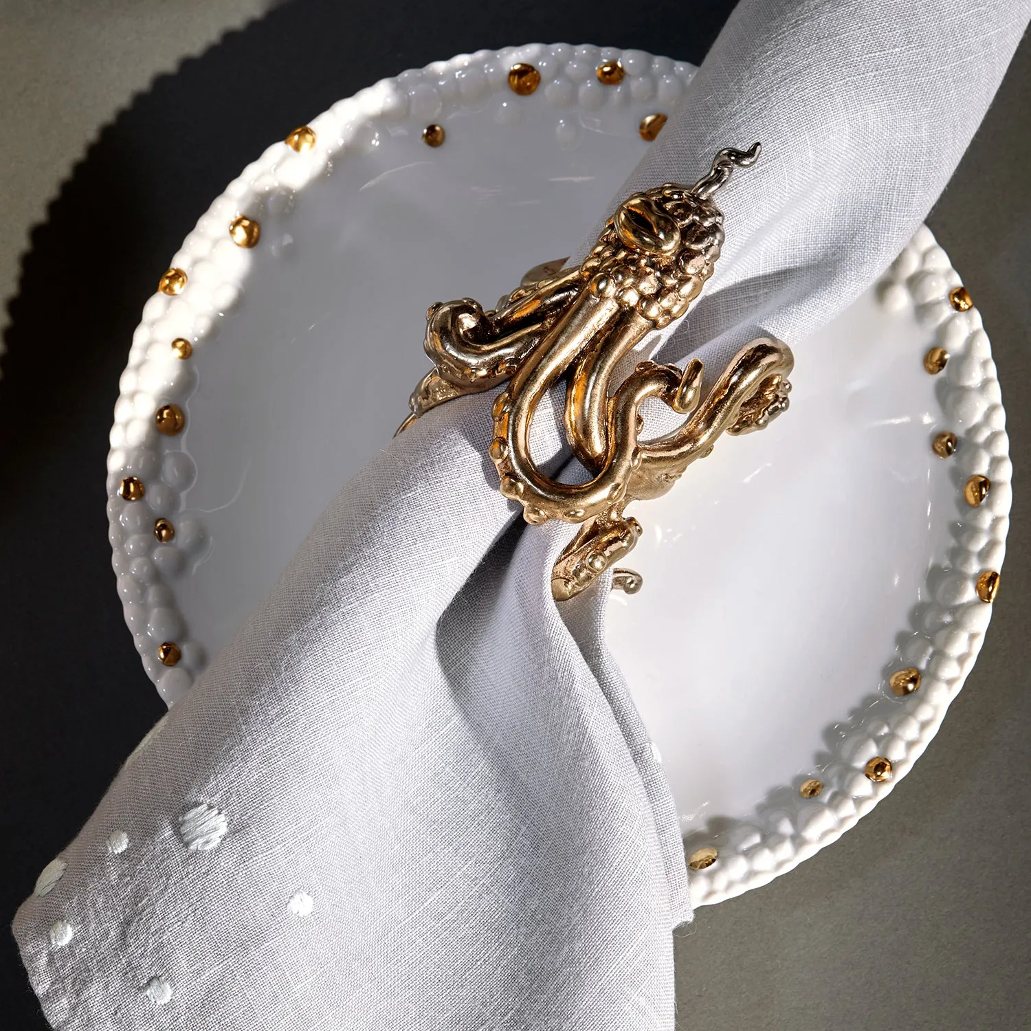 Haas Mojave Bread   Butter Plate - White   Gold