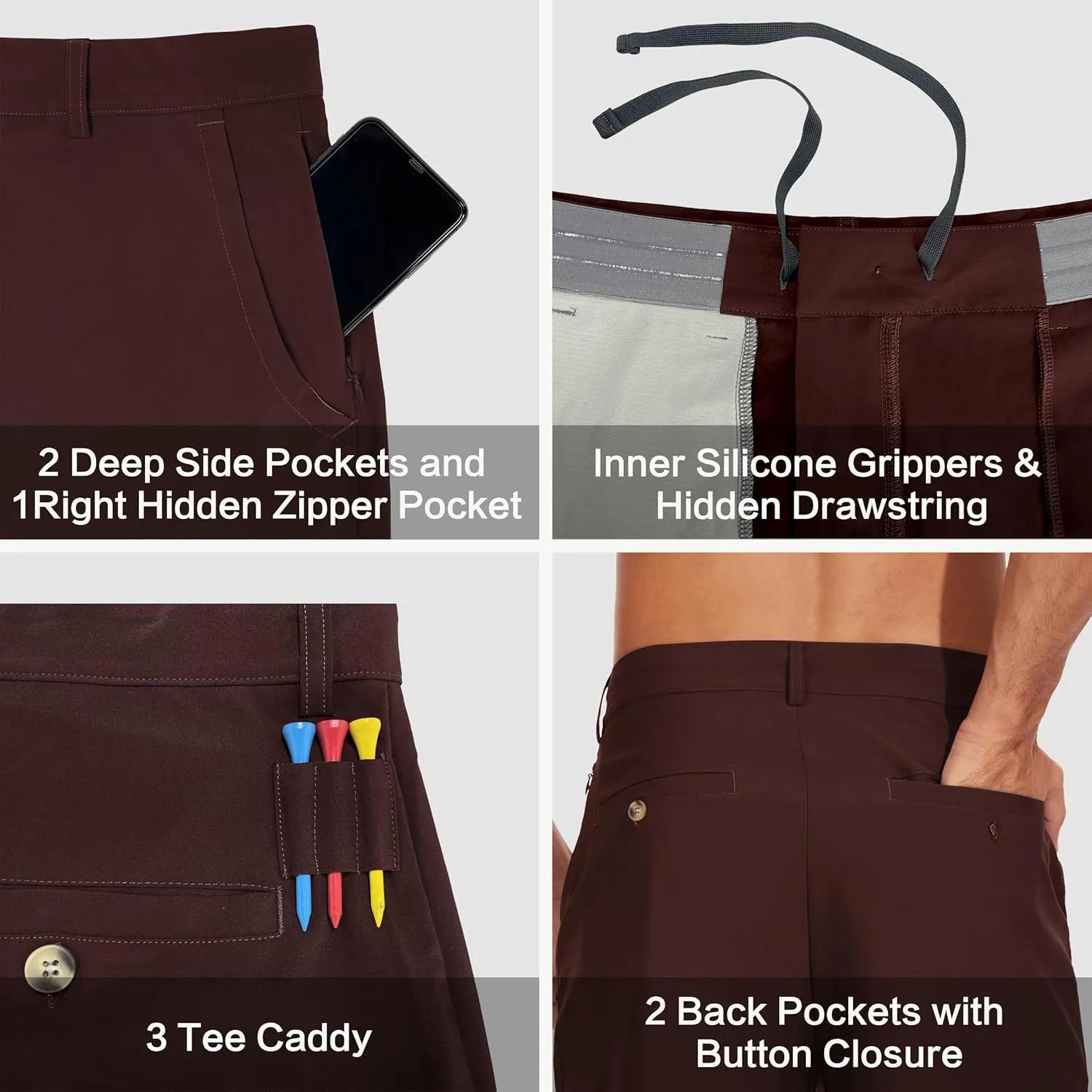 JWM Mens 7"/9" Stretch Golf Shorts - Lightweight Hybrid Casual Dress Work Flat Front Shorts with 5 Pockets Quick Dry UPF50