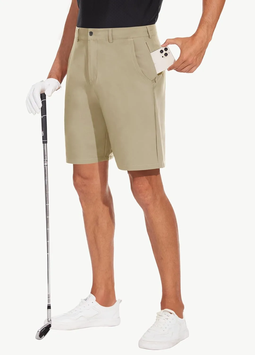 JWM Mens 7"/9" Stretch Golf Shorts - Lightweight Hybrid Casual Dress Work Flat Front Shorts with 5 Pockets Quick Dry UPF50