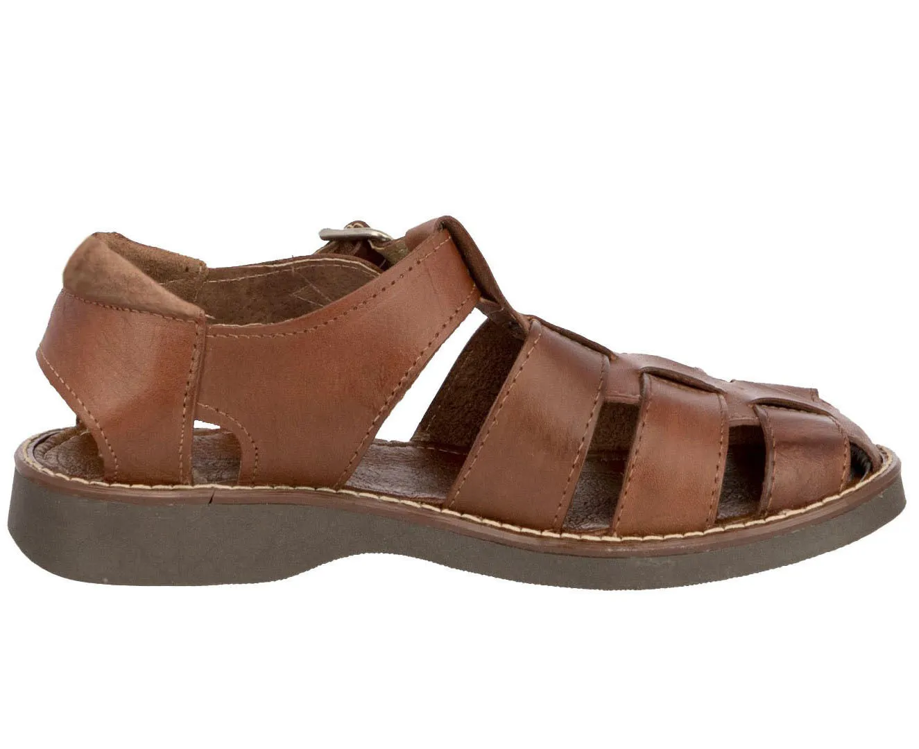 Men's Brown Genuine Slip On Leather Mexican Huaraches Sandals - #340