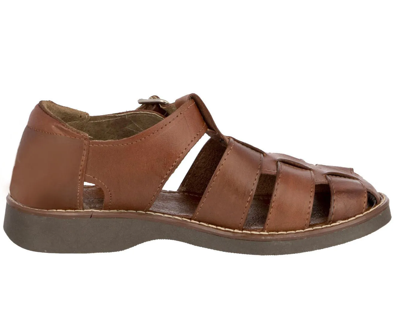 Men's Brown Genuine Slip On Leather Mexican Huaraches Sandals - #340