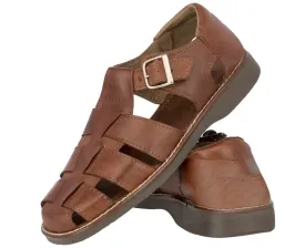 Men's Brown Genuine Slip On Leather Mexican Huaraches Sandals - #340