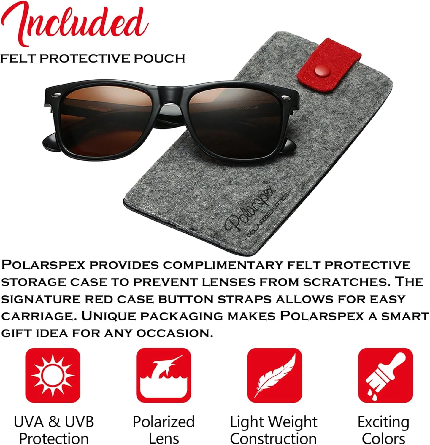 PolarSpex Polarized Sunglasses for Men and Women ?C UV Protection, Durable & Lightweight Retro Sunglasses for Driving, Fishing