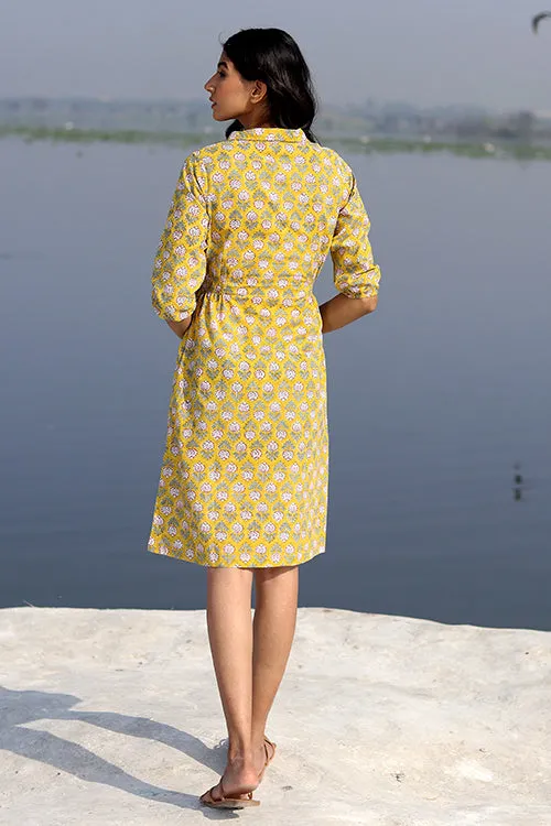 Sootisyahi 'Yellow Meadow' Cotton Dress