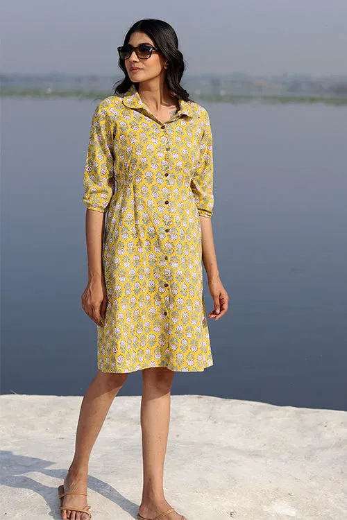 Sootisyahi 'Yellow Meadow' Cotton Dress