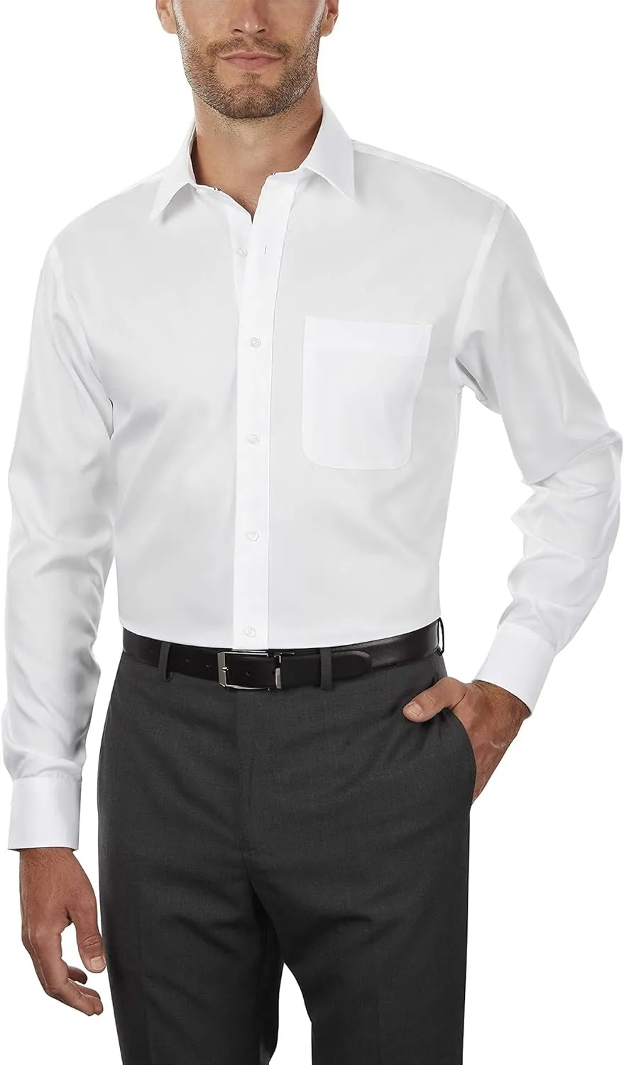 Tommy Hilfiger Men's Regular Fit Non Iron Solid Dress Shirt - Amazon Exclusive