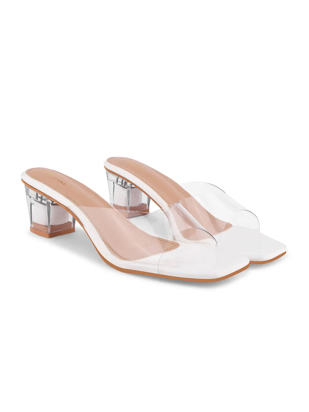 Transparent Open-Toe Block Heels