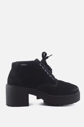 Victoria Block Heels Ankle Boots | Textile