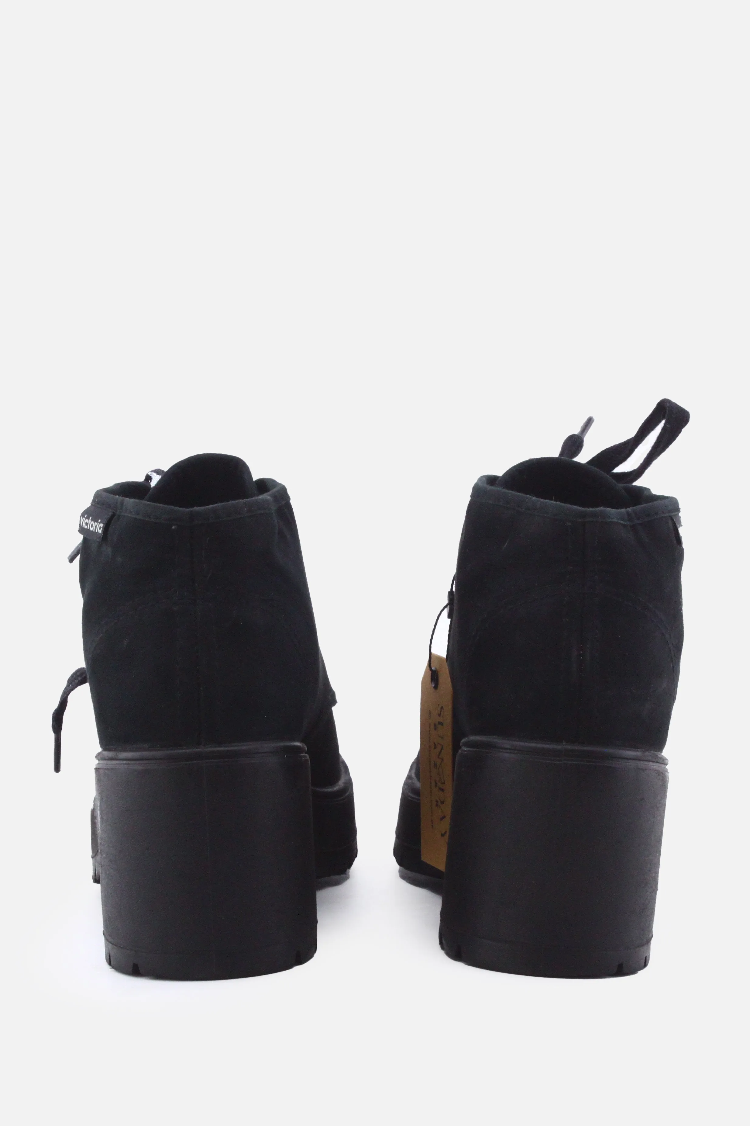 Victoria Block Heels Ankle Boots | Textile