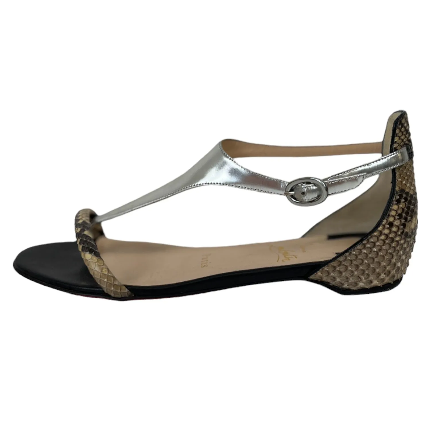 Women's Athena Flat Crocodile Sandals Black Size EU 36 / UK 3