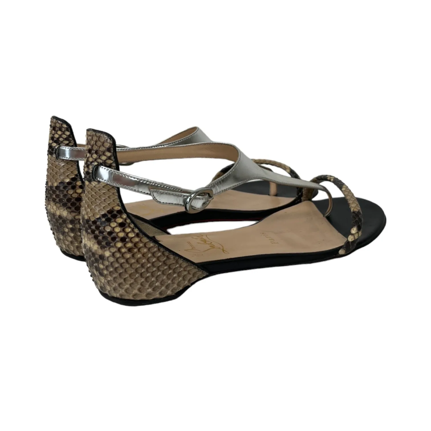 Women's Athena Flat Crocodile Sandals Black Size EU 36 / UK 3