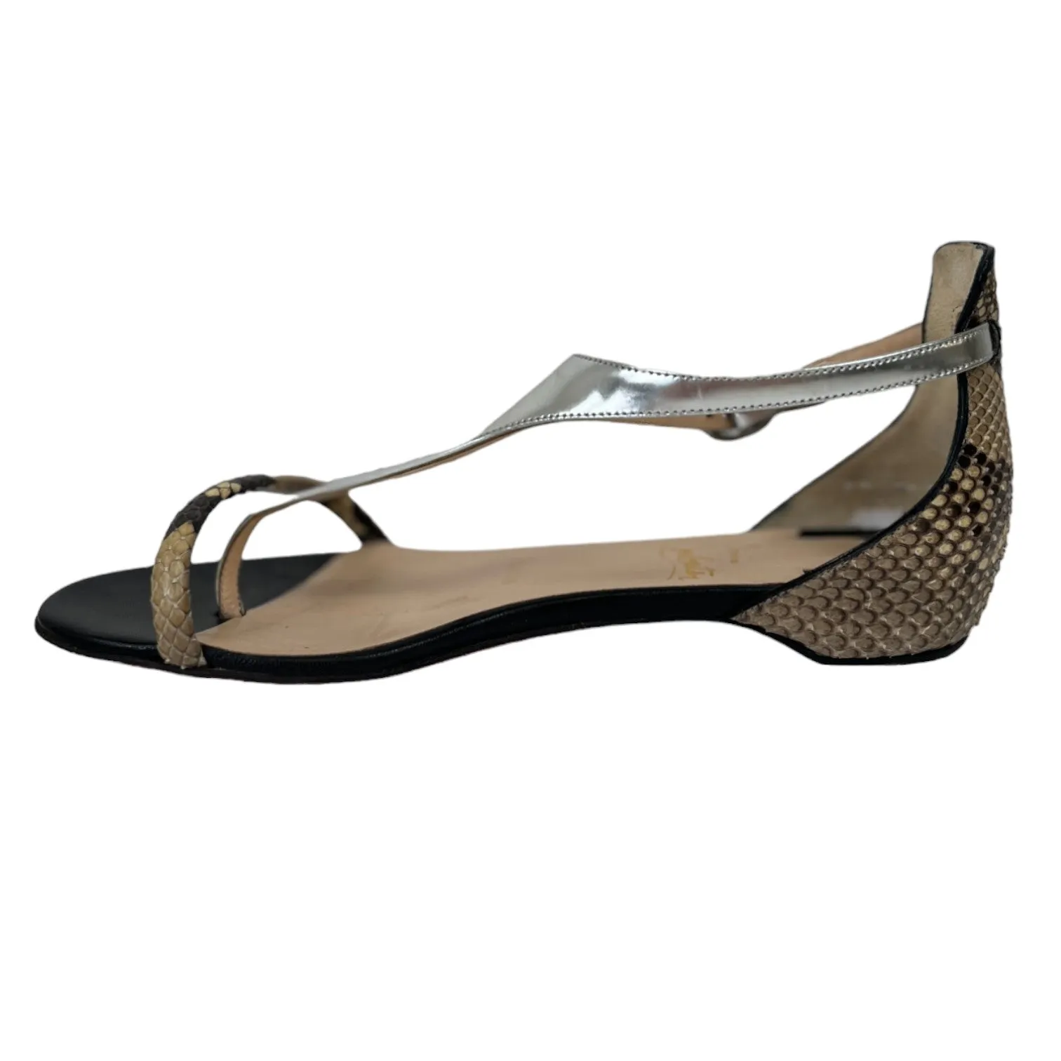 Women's Athena Flat Crocodile Sandals Black Size EU 36 / UK 3