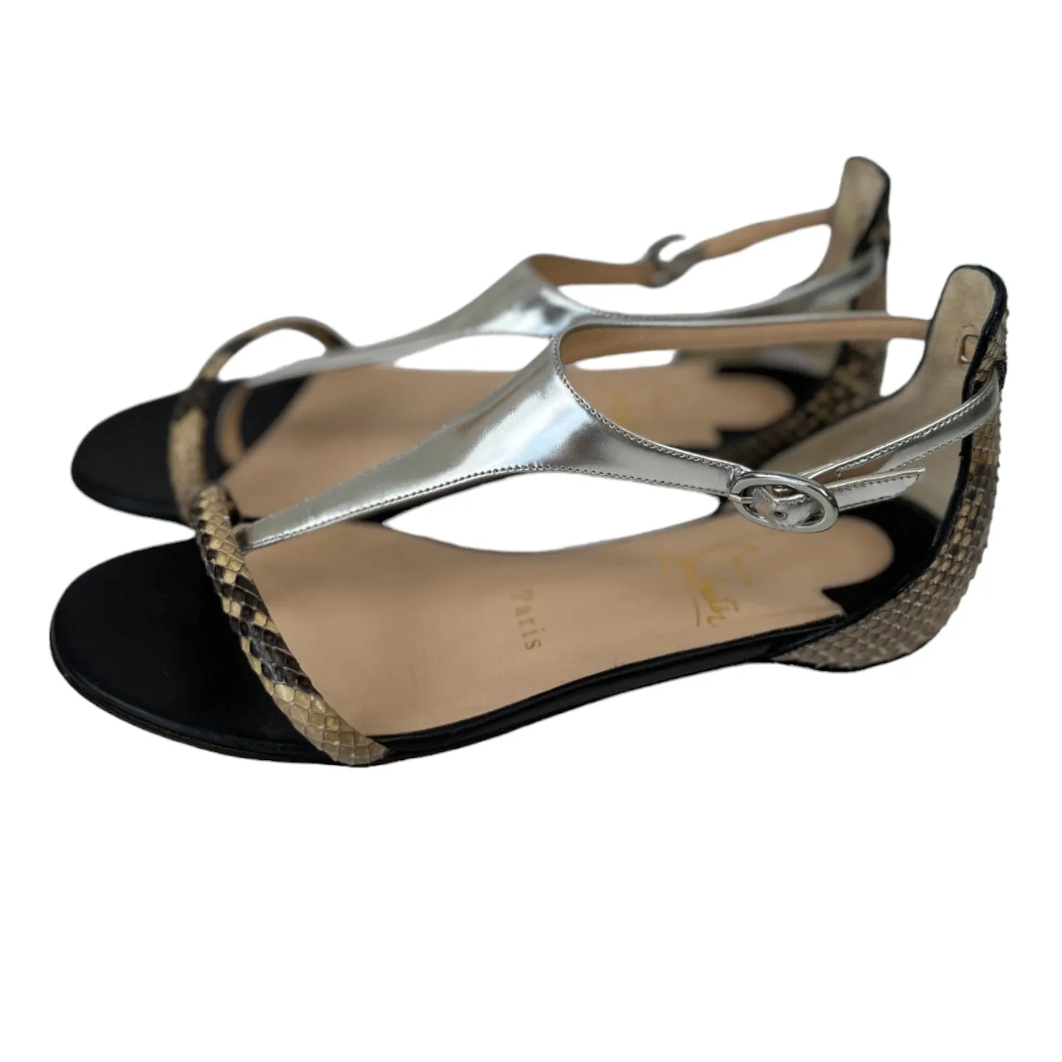 Women's Athena Flat Crocodile Sandals Black Size EU 36 / UK 3
