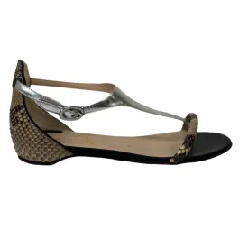 Women's Athena Flat Crocodile Sandals Black Size EU 36 / UK 3