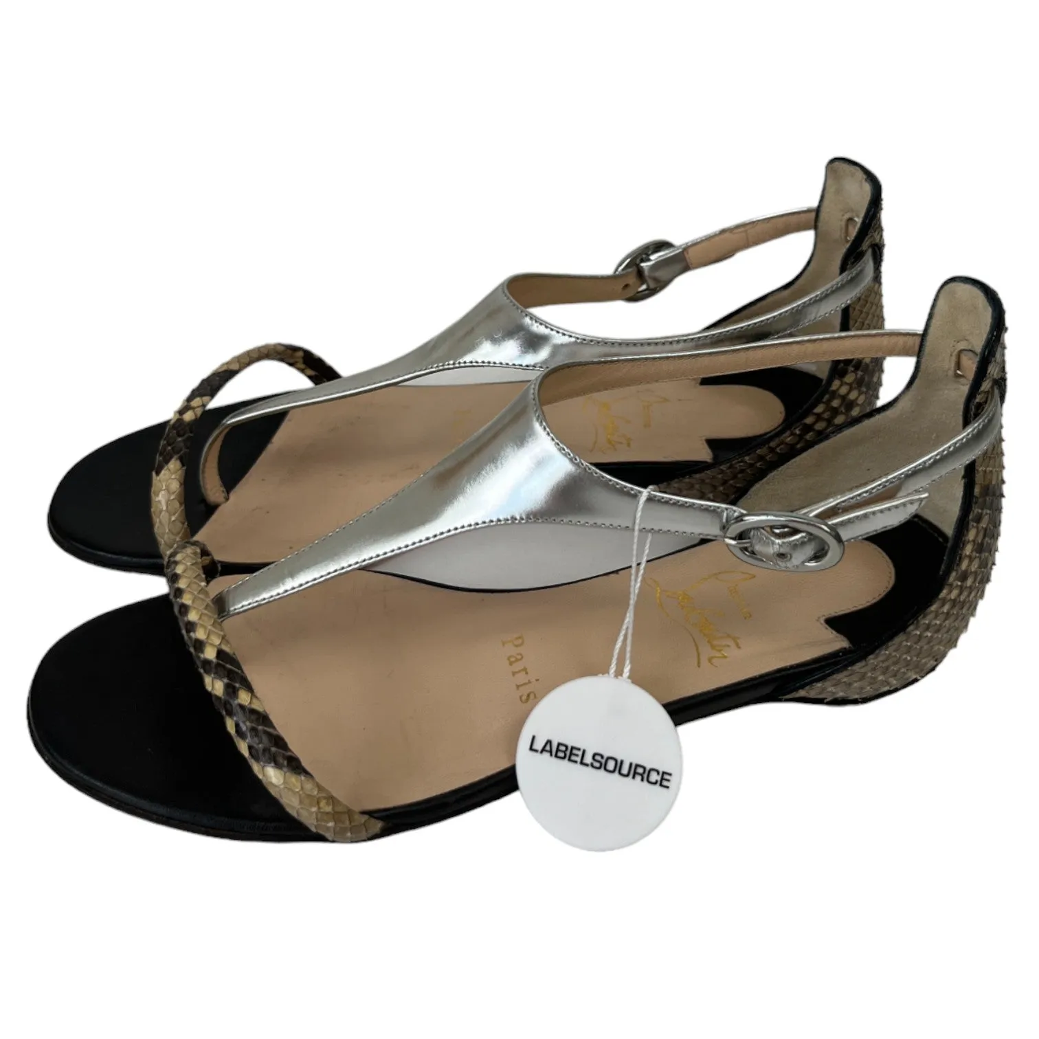 Women's Athena Flat Crocodile Sandals Black Size EU 36 / UK 3