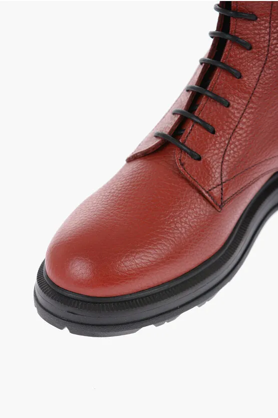 Woolrich Textured Leather Combat Boots with Back Zip