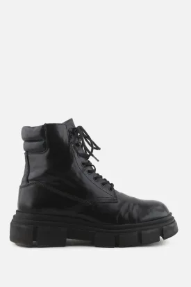 Zara Zipper Laces Combat Ankle Boots | 100% Synthetic Leather