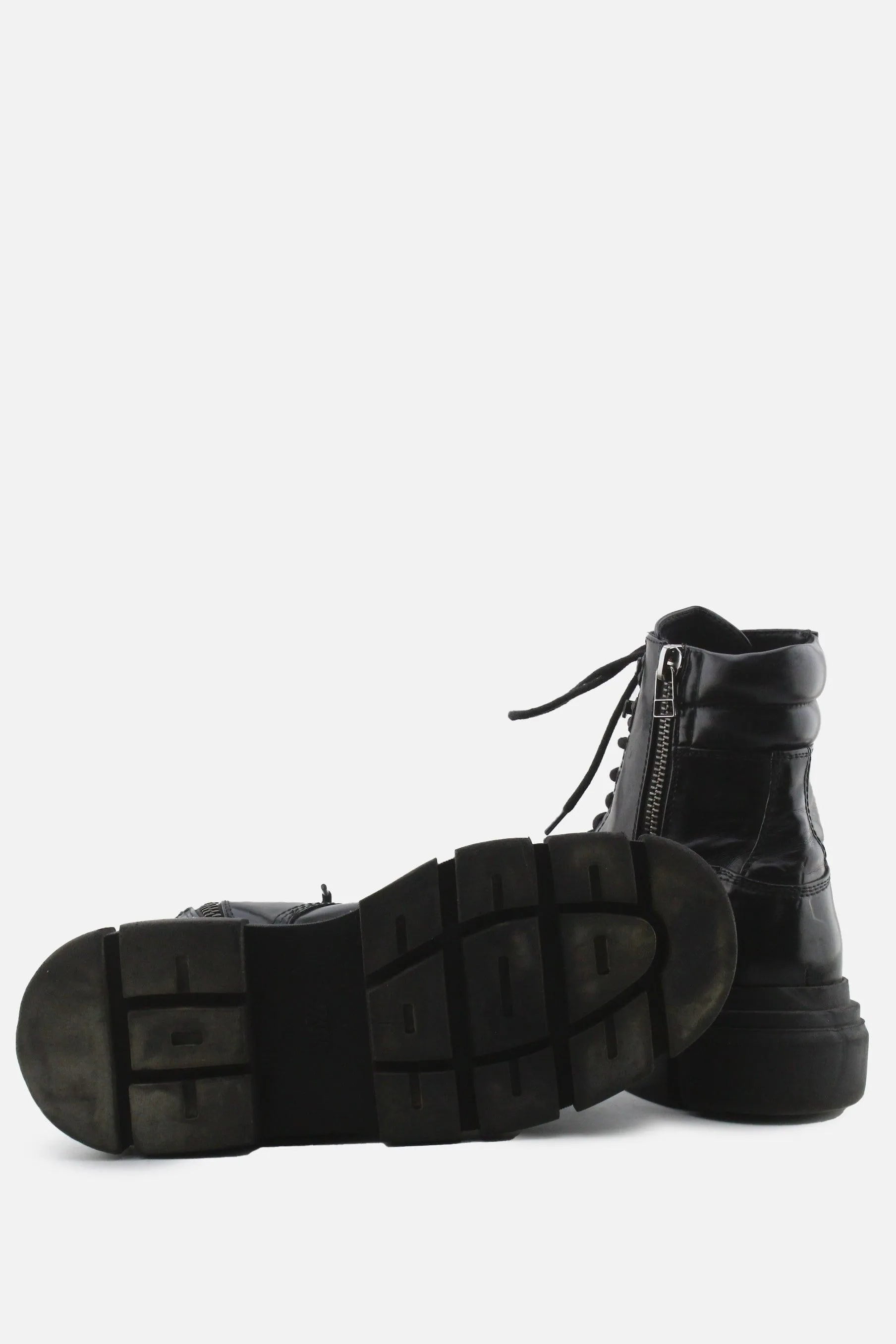 Zara Zipper Laces Combat Ankle Boots | 100% Synthetic Leather